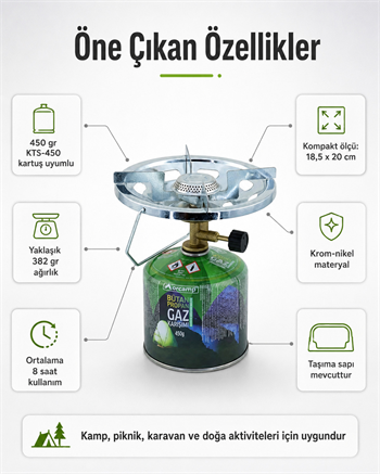 Orcamp Siboplu Kamp Ocağı+450 Gr Tüp K-500/450