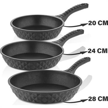 Taç Bella Döküm 3 lü Tava Set (20+24+28) Siyah
