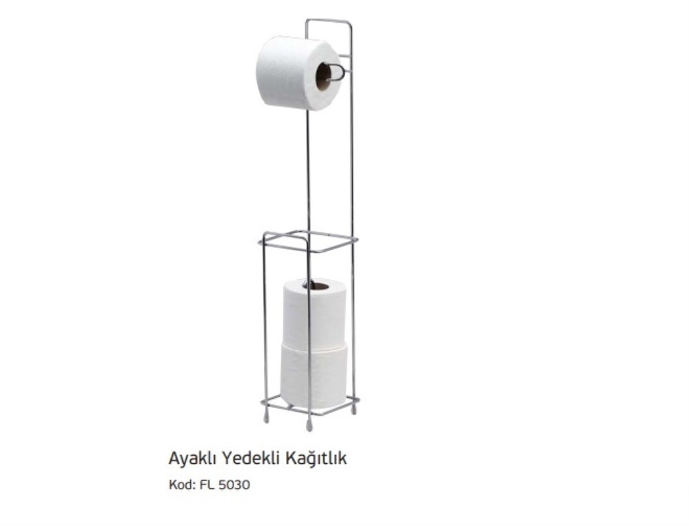 Alz Ayaklı Yedekli Wc Set Kağıtlık Krom