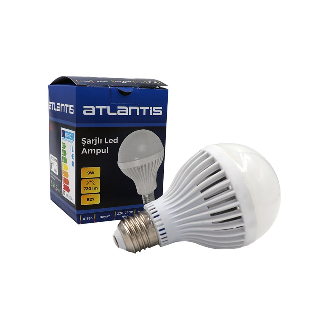 Atlantis Akülü Şarjlı Led Ampul Beyaz 9W E27