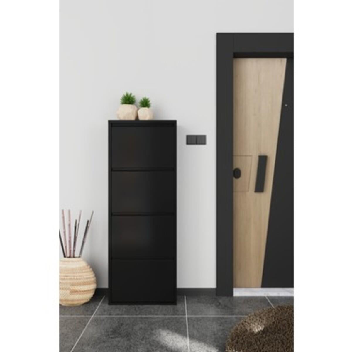 Formood Metal Ayakkabılık 4 Kapaklı Siyah