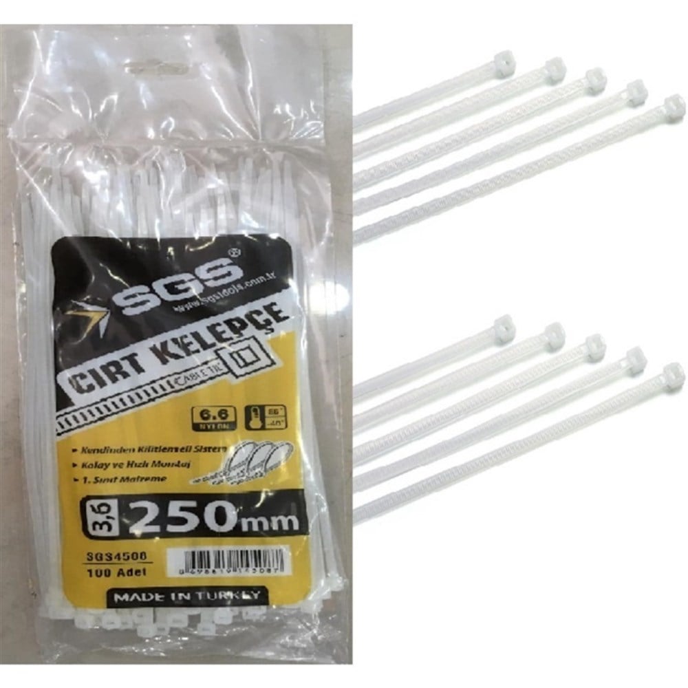Sgs Cırt Kelepçe 3,6 X 250 Mm Beyaz