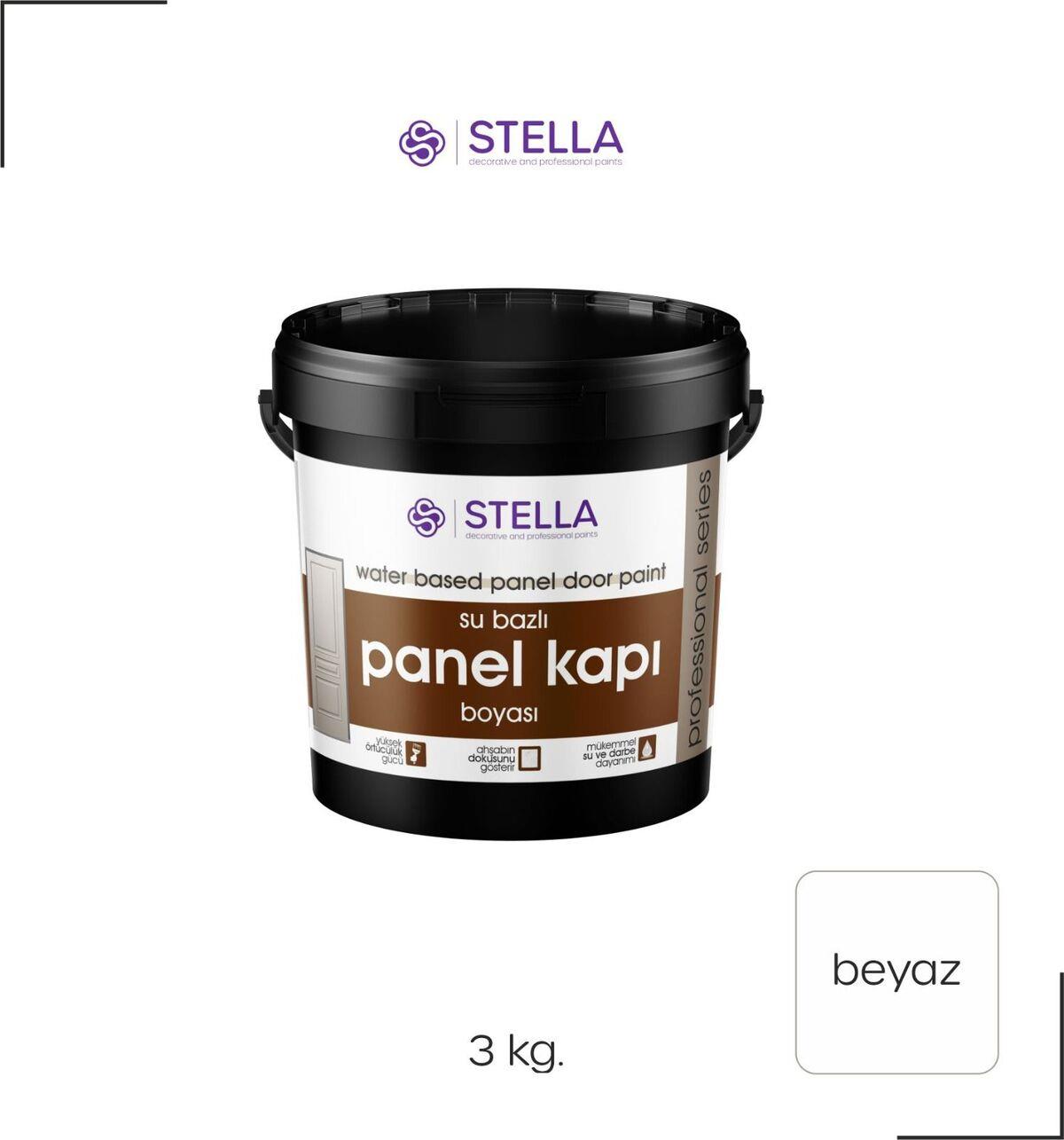 Stella Su Bazlı Panel Kapı Boyası Beyaz 3 Kg