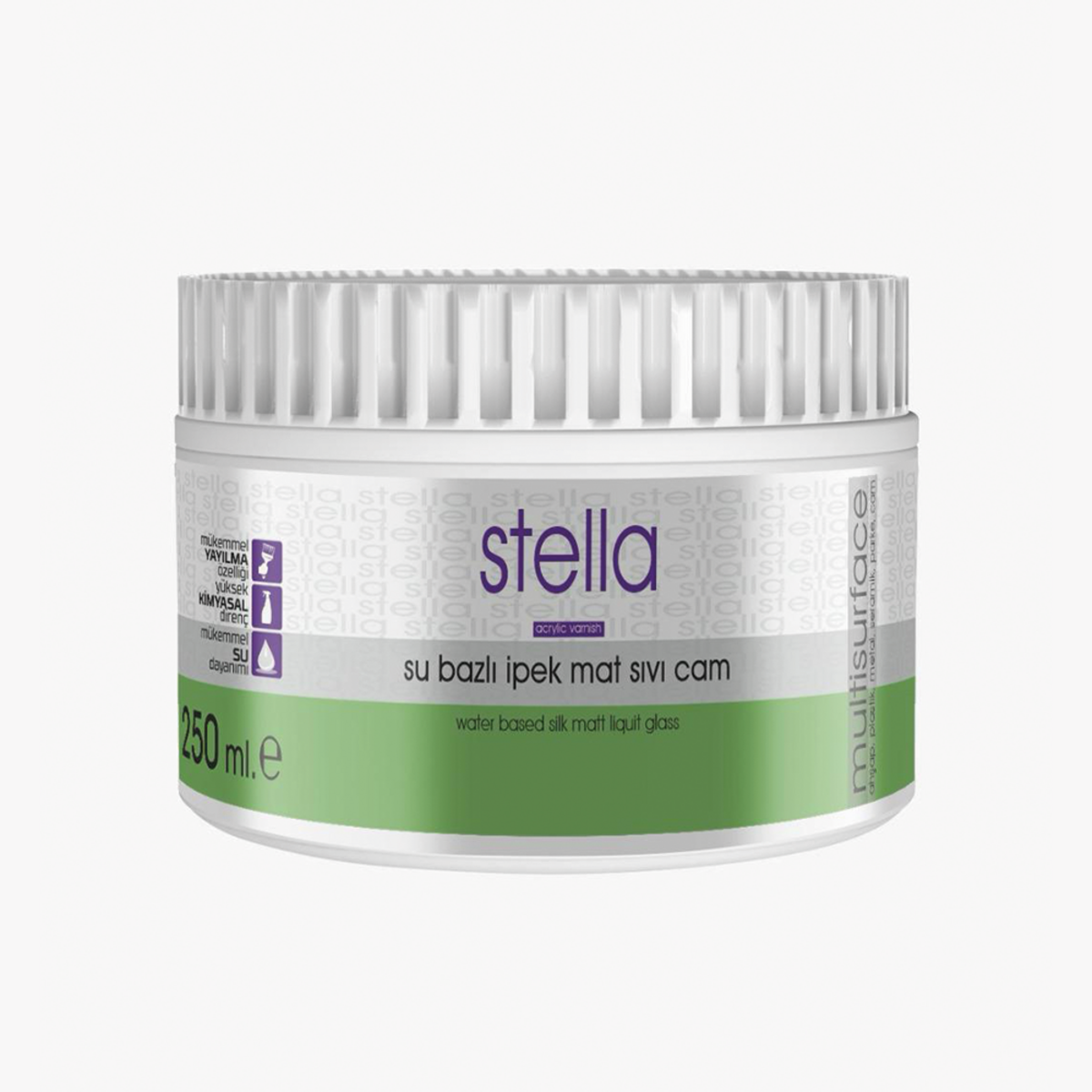 Stella Su Bazlı Sıvı Cam İpek Mat Boya Şeffaf 250 Ml