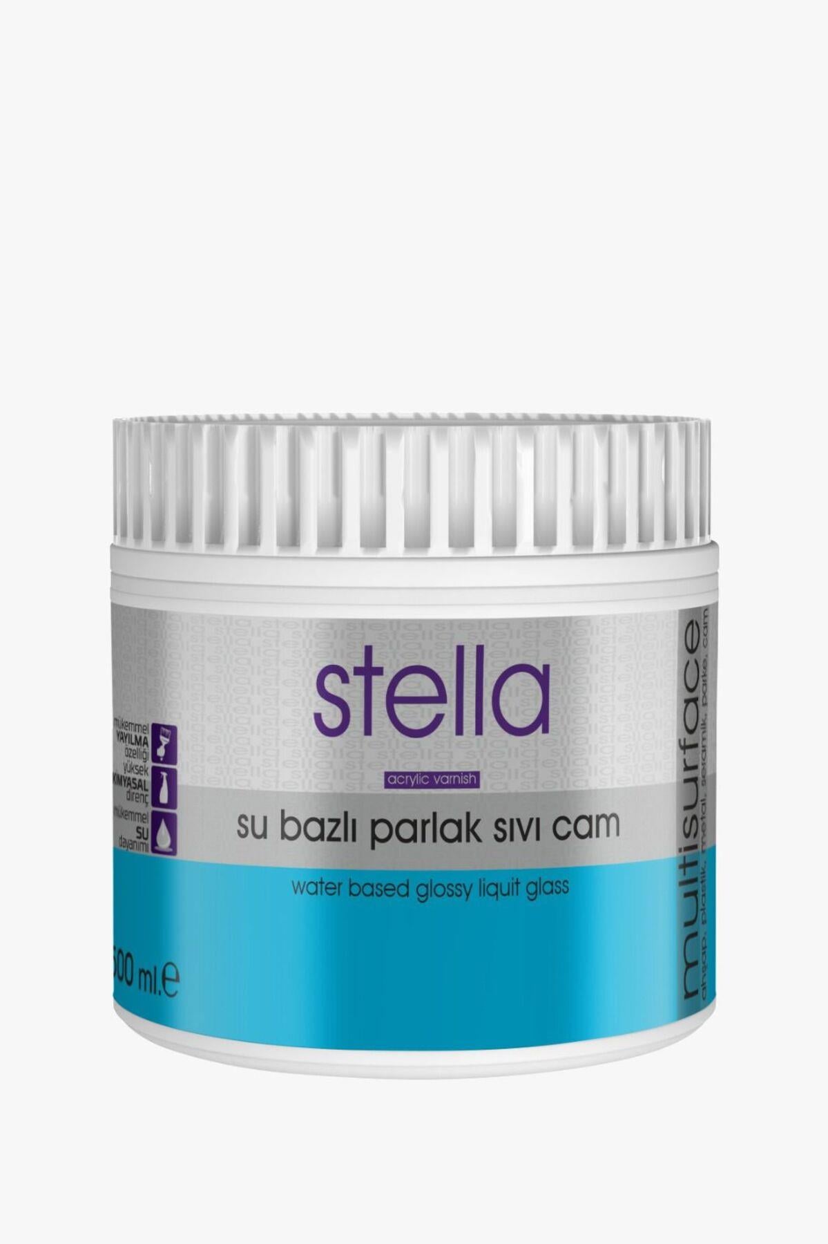 Stella Su Bazlı Sıvı Cam Parlak Boya Şeffaf 500 Ml