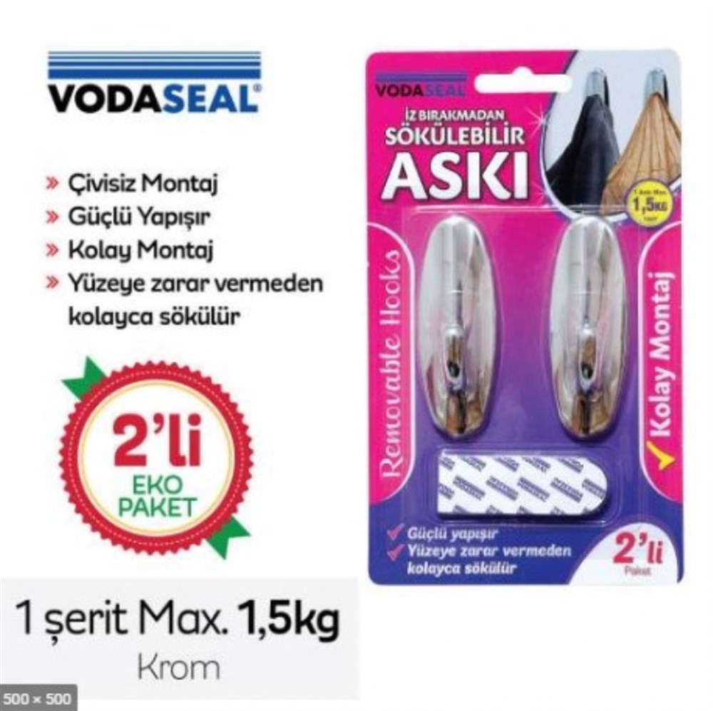 Vodaseal İz Bırakmaz 2 Li Krom Askı Hs-09E
