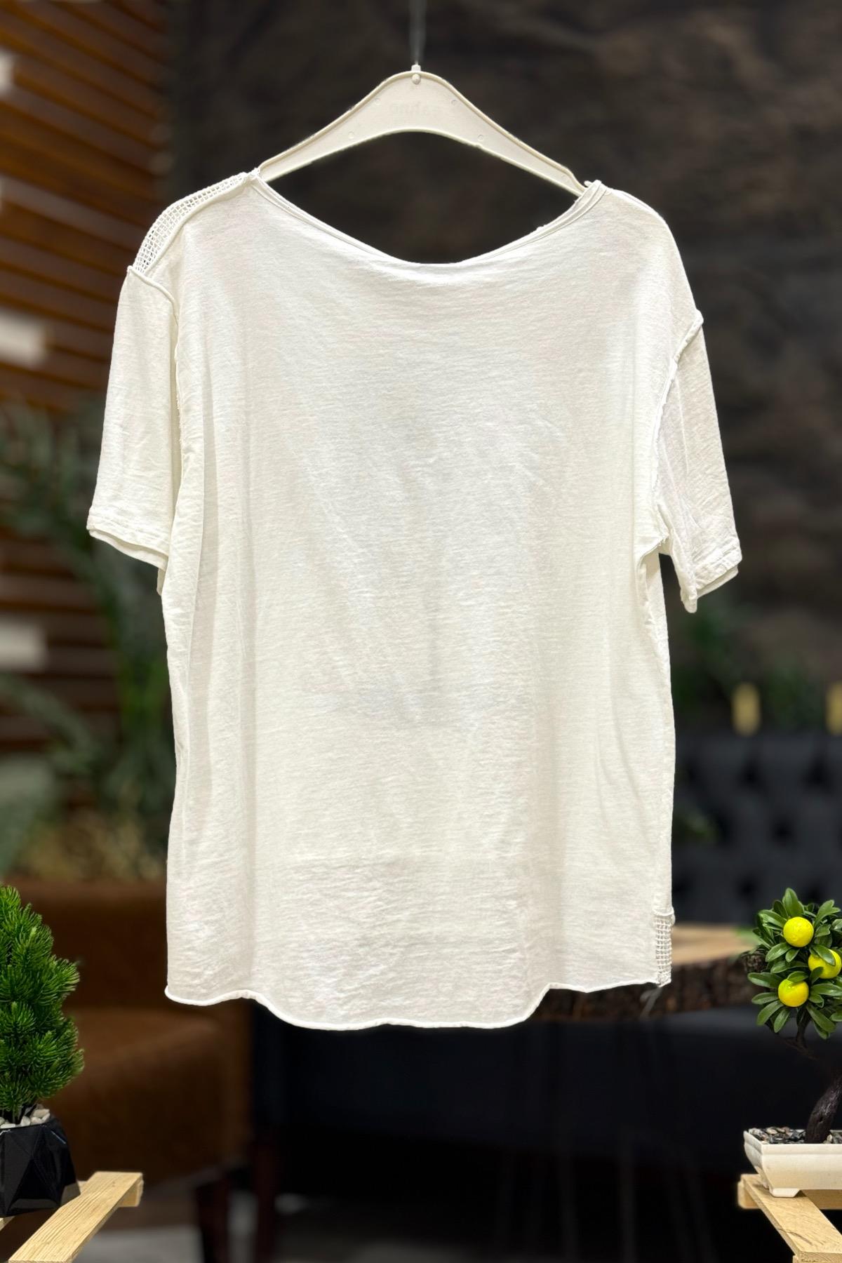 Wood Print Short Sleeve Combed Tshirt