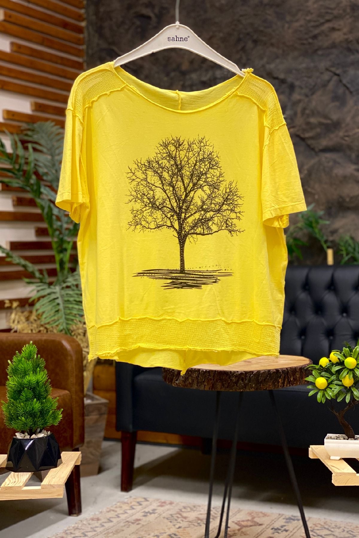 Ağaç Baskı Kısa Kol Penye Tshirt