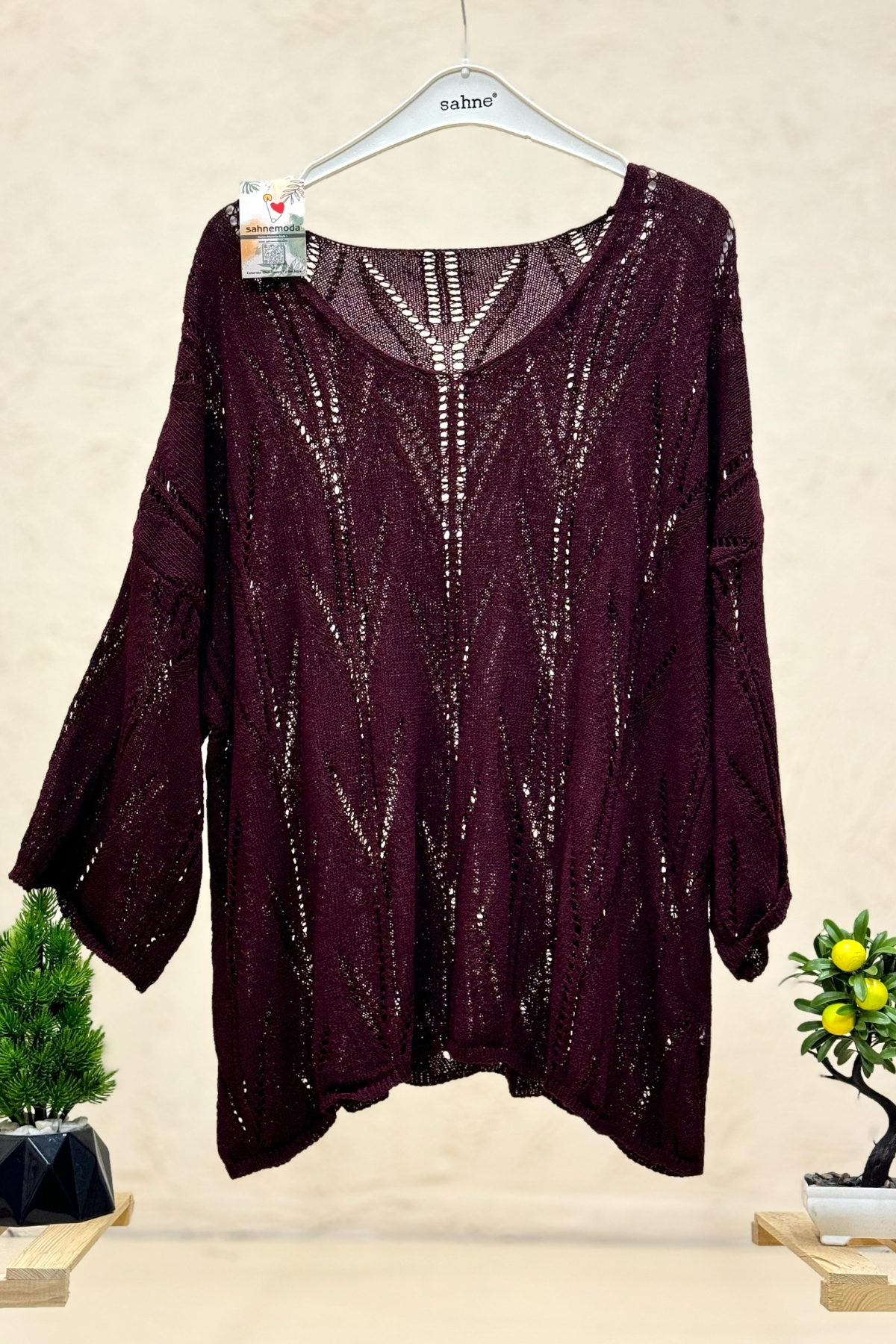 Ajurlu V Yaka Yarasa Merserize Bluz