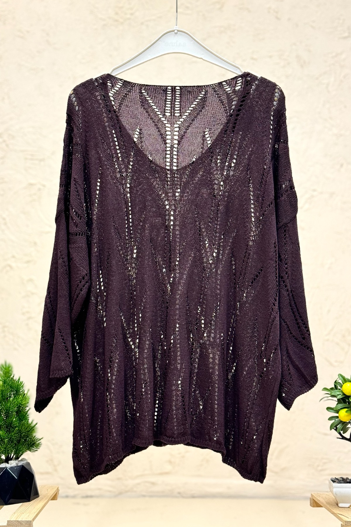 Ajurlu V Yaka Yarasa Merserize Bluz