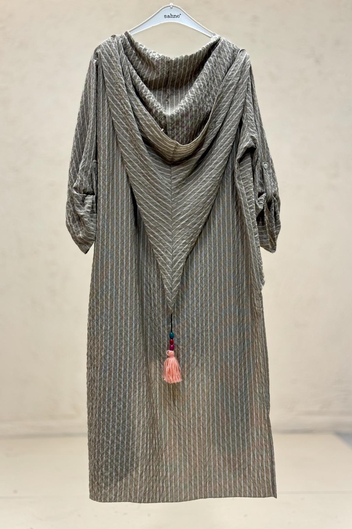 Long Linen Jacket with Striped Witch Cachet
