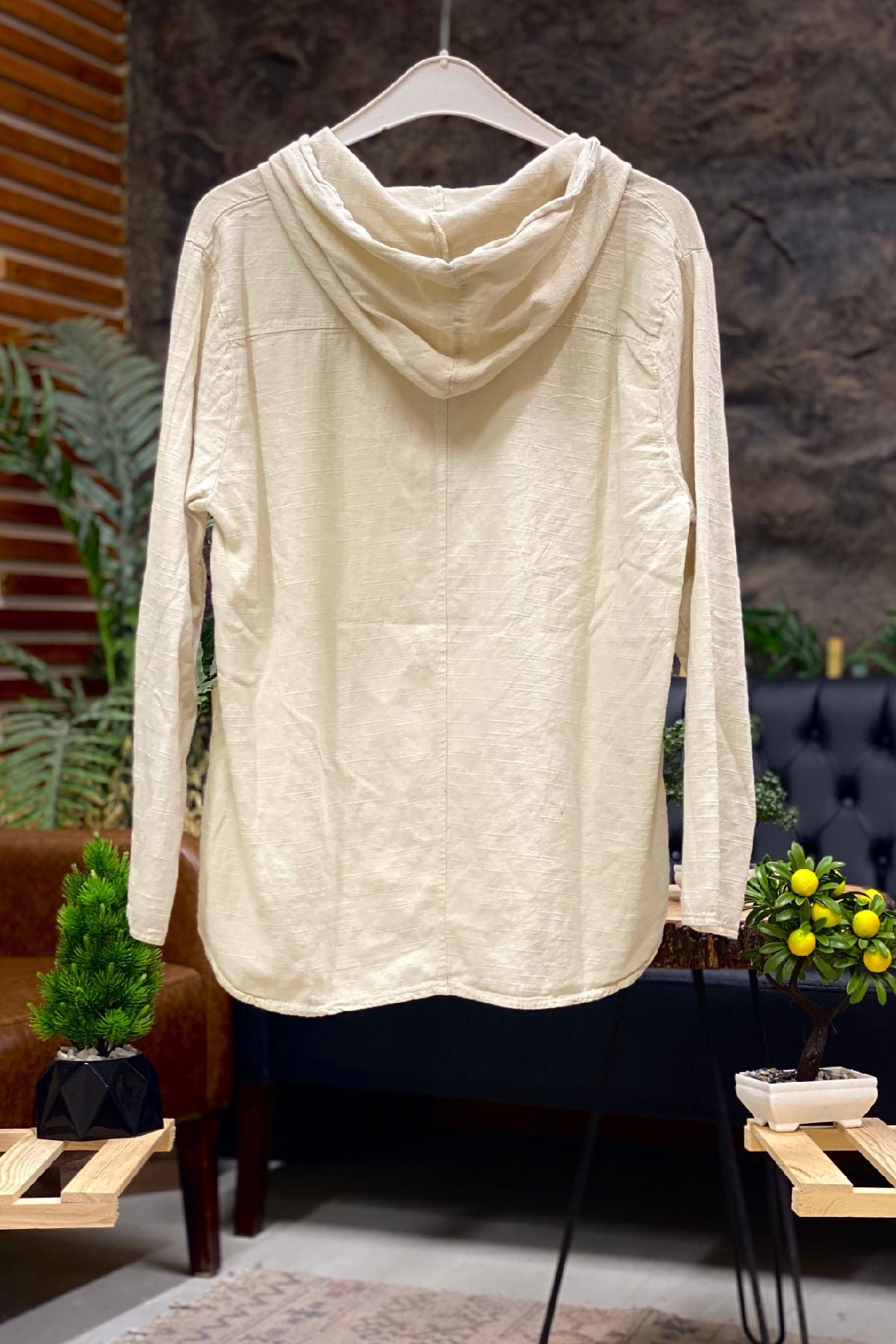 Linen Shirt with Hooded Pockets
