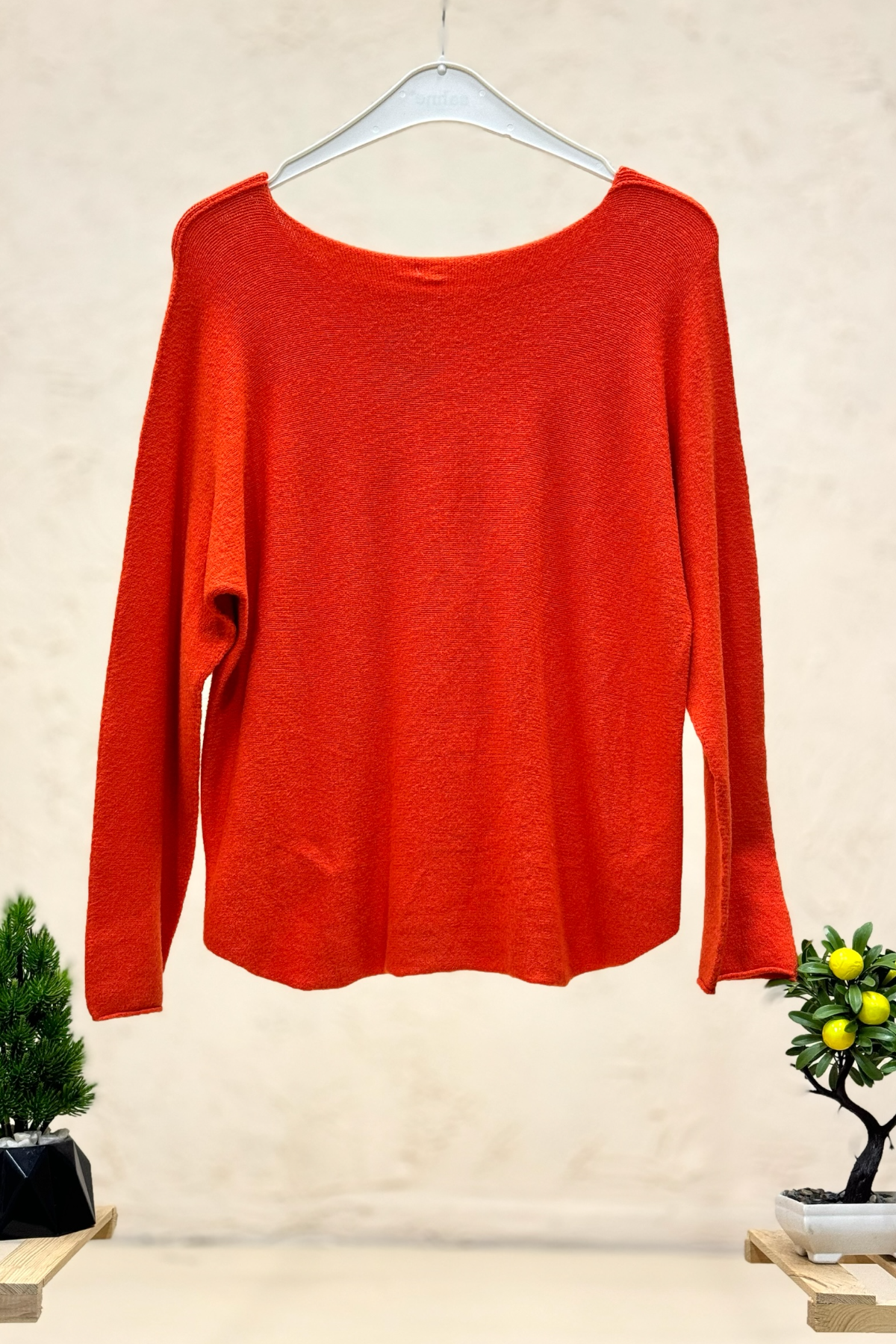 Kayık Yaka Düz Angora İthal Bluz