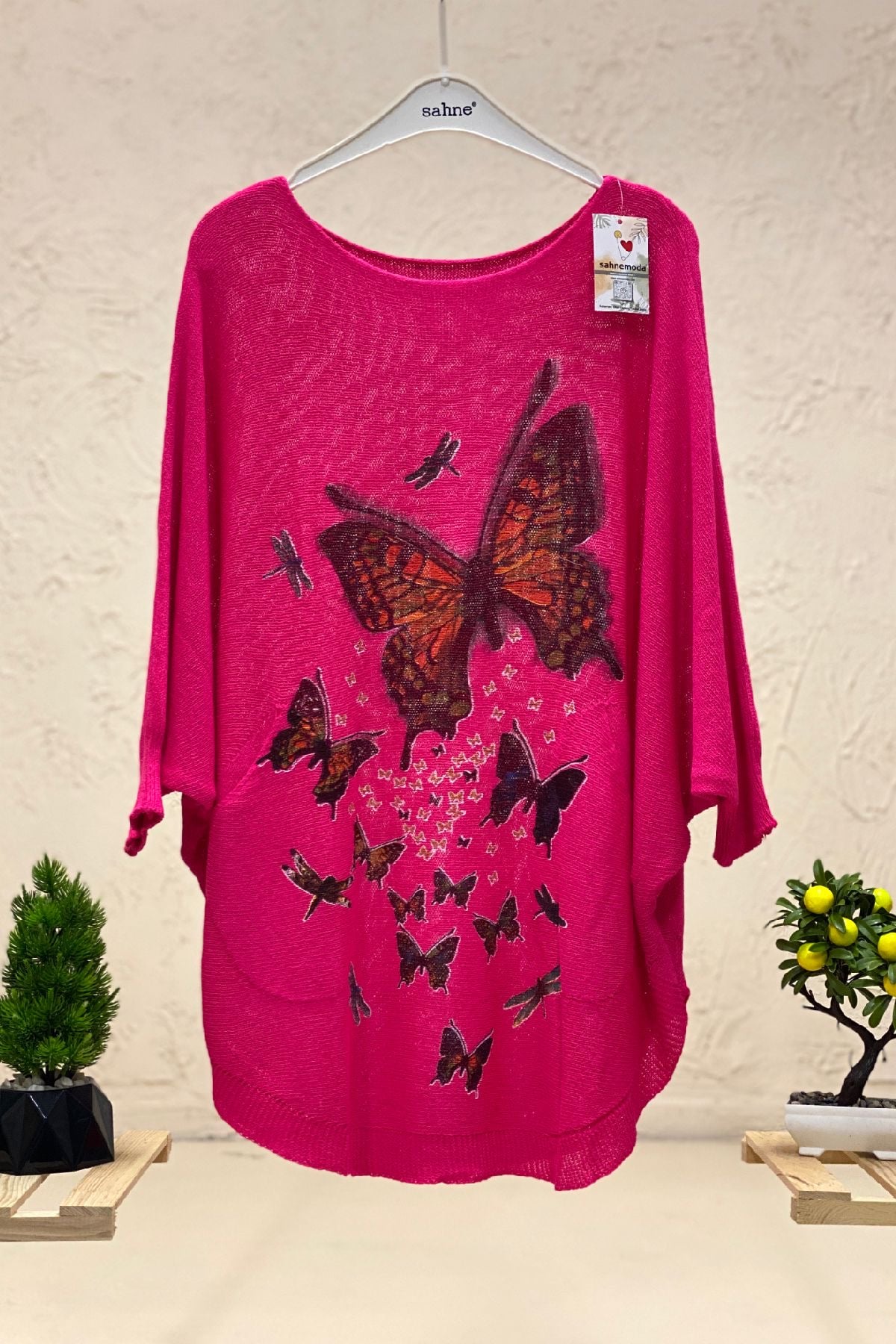 Butterfly Print Yrasa Mercerized Pocket Blouse