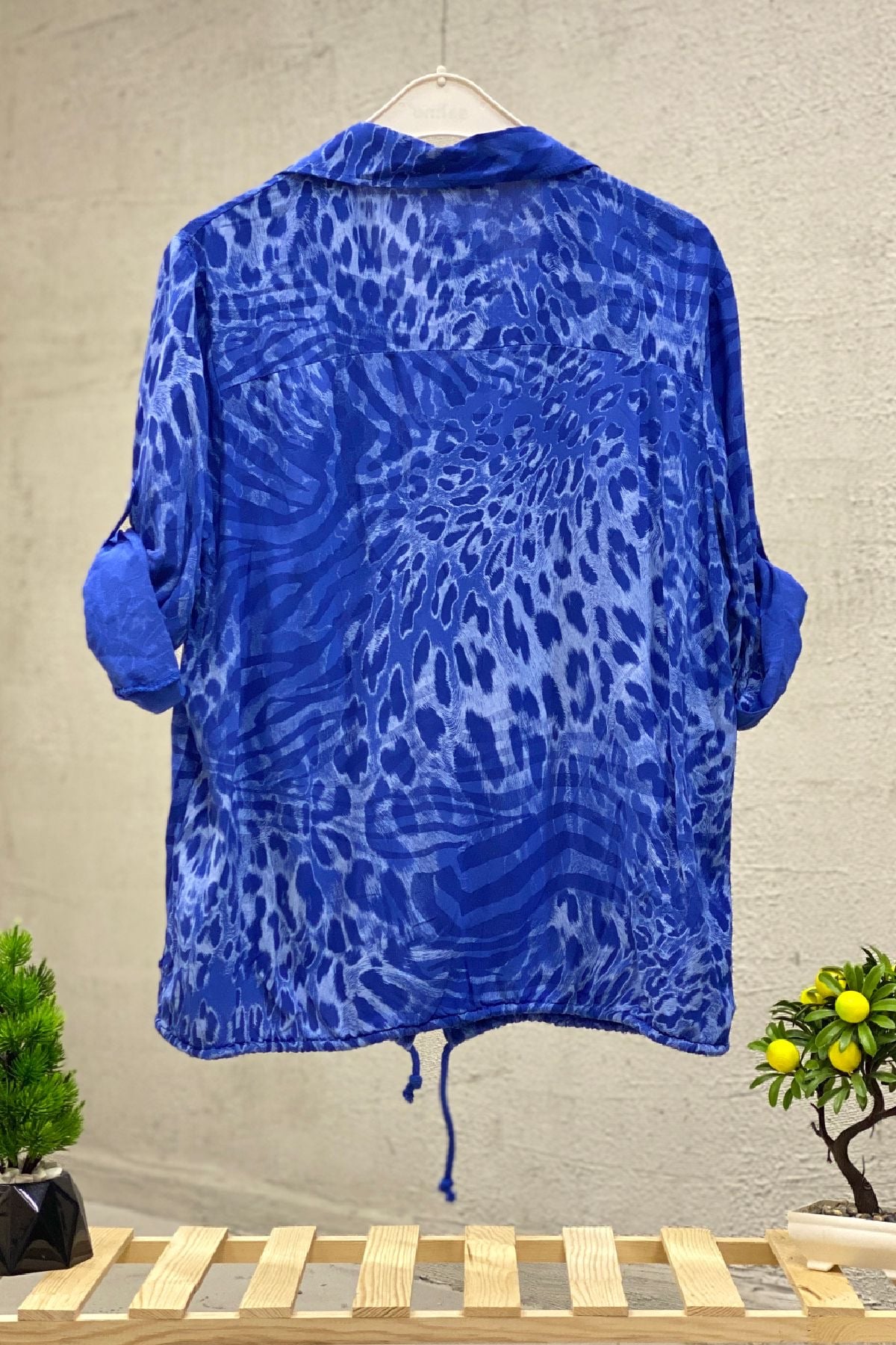 Leopard Print Sequin Detailed Voile Shirt