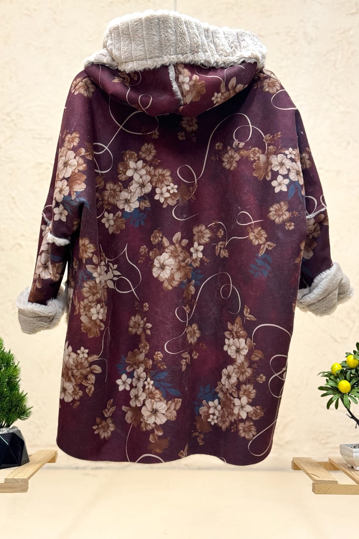 Nergis Kürklü Oversize Nubuk Kaban