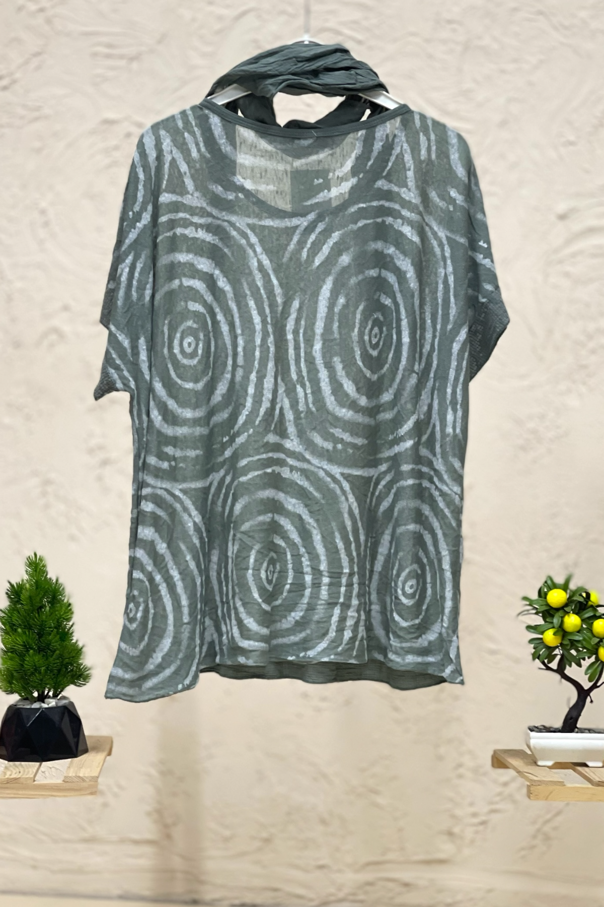 Spiral Desen Şallı İthal Bluz