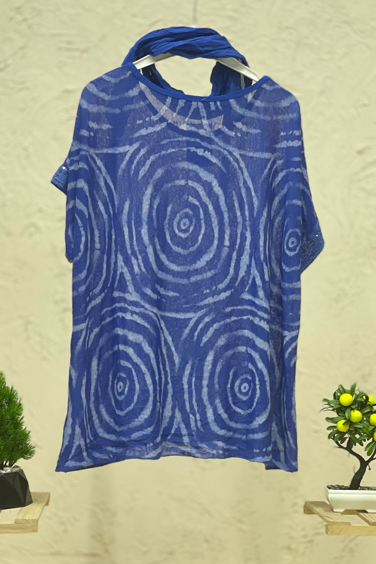 Spiral Desen Şallı İthal Bluz