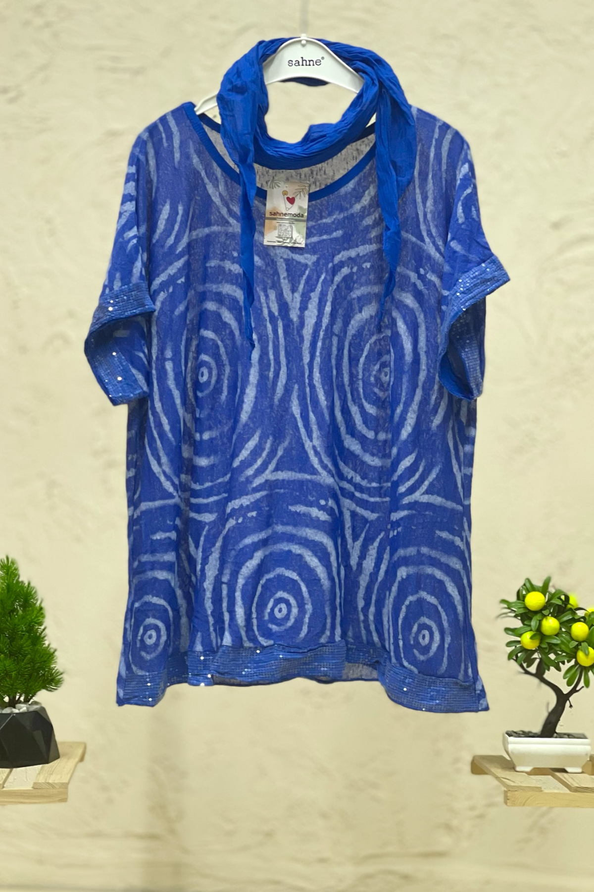 Spiral Desen Şallı İthal Bluz