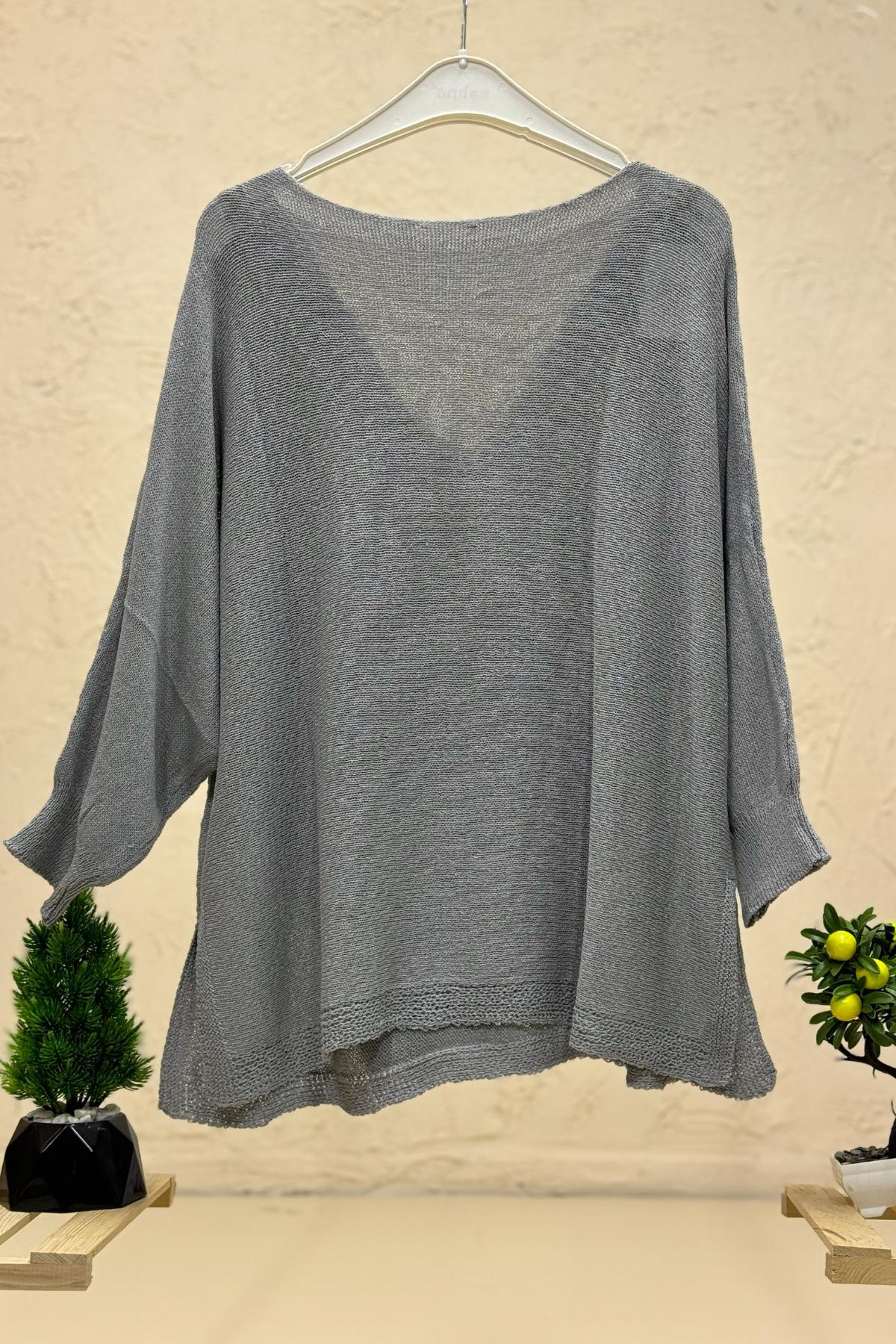 Tek Cepli V Yaka Yarasa Merserize Bluz