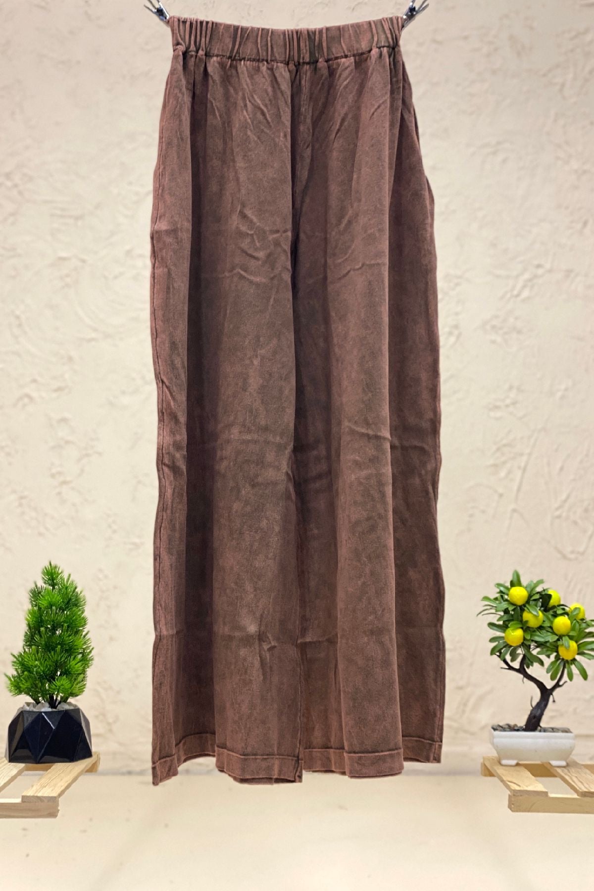 Yandan Cepli Bol Paça Yıkamalı Triko Organik Triko Pantolon