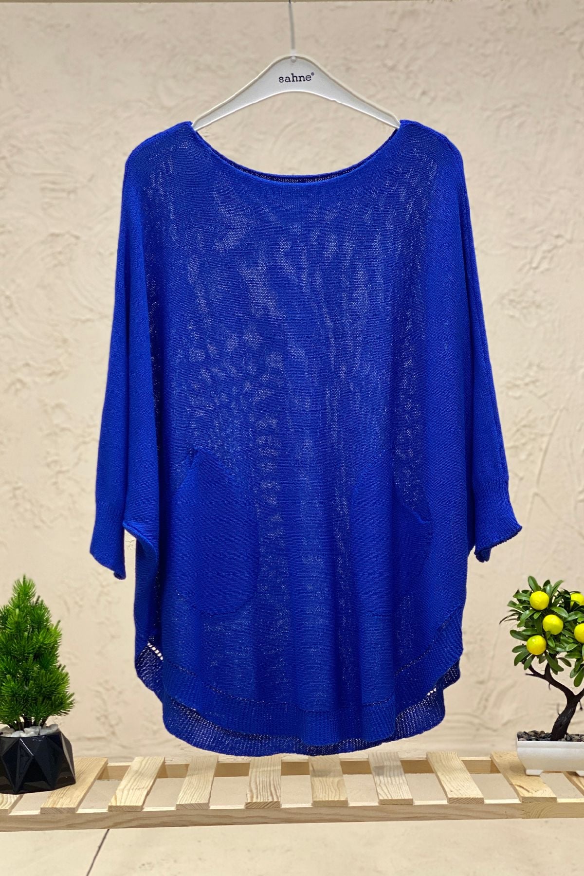 Bat Double Pocket Mercerized Tunic Blouse