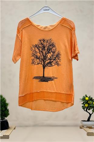 Ağaç Baskı Kısa Kol Penye Tshirt