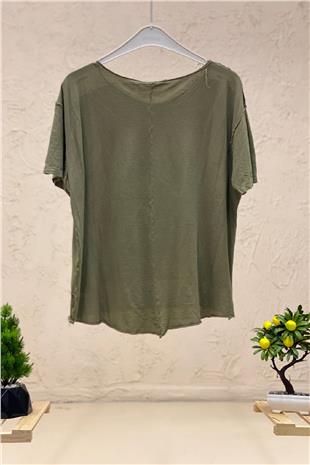 Wood Print Short Sleeve Combed Tshirt