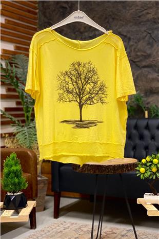 Wood Print Short Sleeve Combed Tshirt
