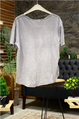 Wood Print Short Sleeve Combed Tshirt