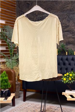 Wood Print Short Sleeve Combed Tshirt