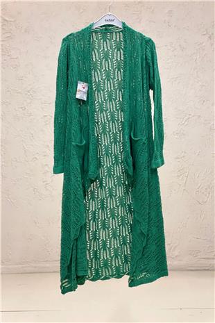 Openwork Asymmetrical Mercerized Long Cardigan