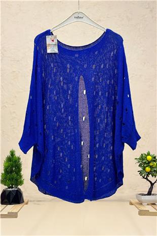 Ajurlu Önü Açık Merserize Bluz