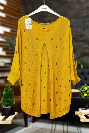 Ajurlu Önü Açık Merserize Bluz