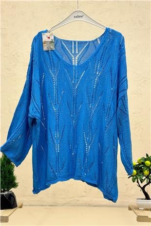 Ajurlu V Yaka Yarasa Merserize Bluz