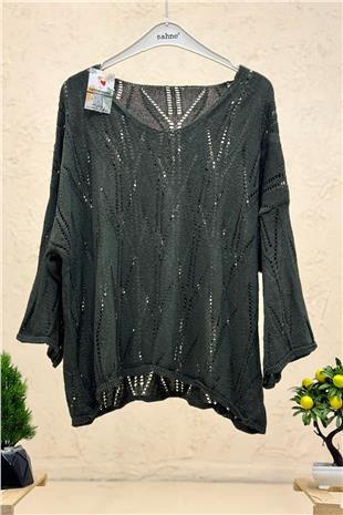 Ajurlu V Yaka Yarasa Merserize Bluz