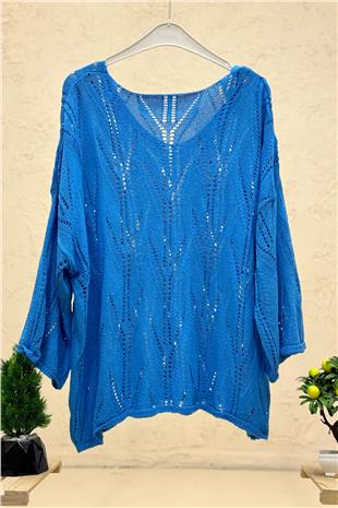 Ajurlu V Yaka Yarasa Merserize Bluz