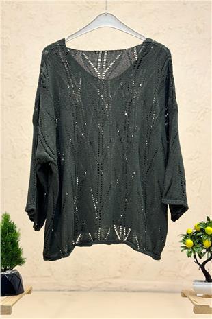 Ajurlu V Yaka Yarasa Merserize Bluz