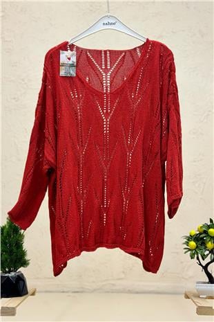 Ajurlu V Yaka Yarasa Merserize Bluz