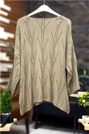 Ajurlu V Yaka Yarasa Merserize Bluz