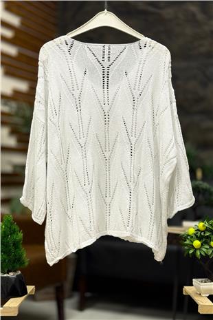 Ajurlu V Yaka Yarasa Merserize Bluz