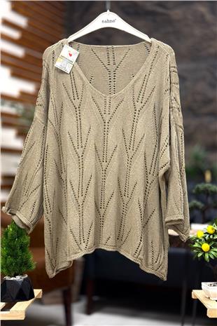 Ajurlu V Yaka Yarasa Merserize Bluz