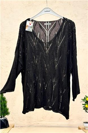 Ajurlu V Yaka Yarasa Merserize Bluz