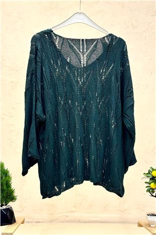 Ajurlu V Yaka Yarasa Merserize Bluz