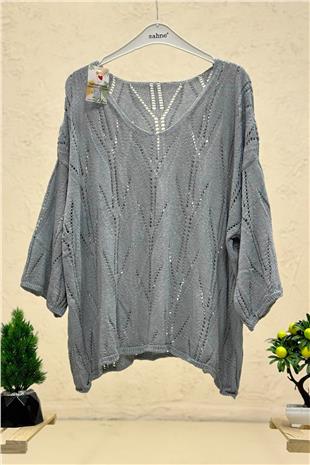 Ajurlu V Yaka Yarasa Merserize Bluz