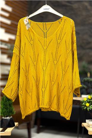 Ajurlu V Yaka Yarasa Merserize Bluz