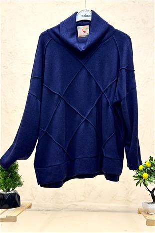 Baklava Kabartma Desen Degaje Yaka İthal Yumoş Bluz