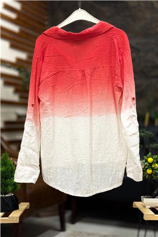 Batik Desen Yakılı Yarım Düğmeli Gömlek