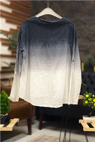 Tie-dye Pattern Collar Half Button Shirt