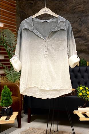 Tie-dye Pattern Collar Half Button Shirt